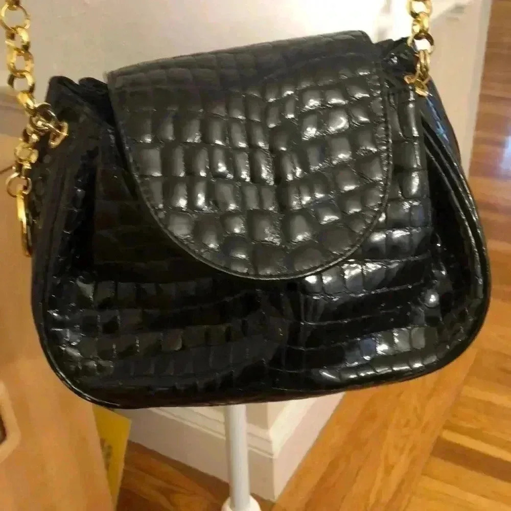 Jay Herbert leather small crossbody bag. Black with gold hardware